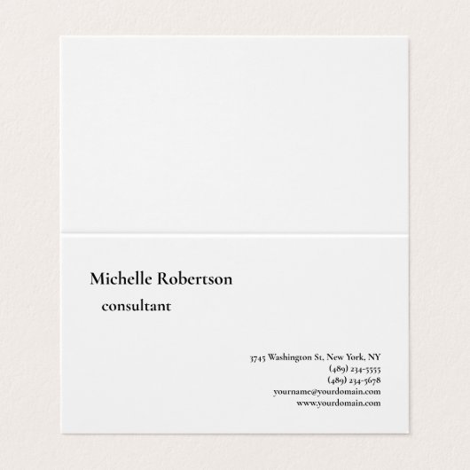 Minimalisator klassieke zwarte witte platte plaat visitekaartje (Buitenkant ongevouwen)