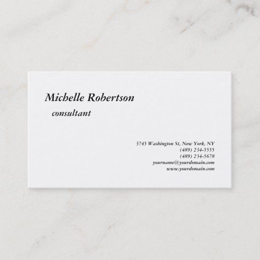 Minimalisator klassieke zwarte witte platte plaat visitekaartje (Voorkant)