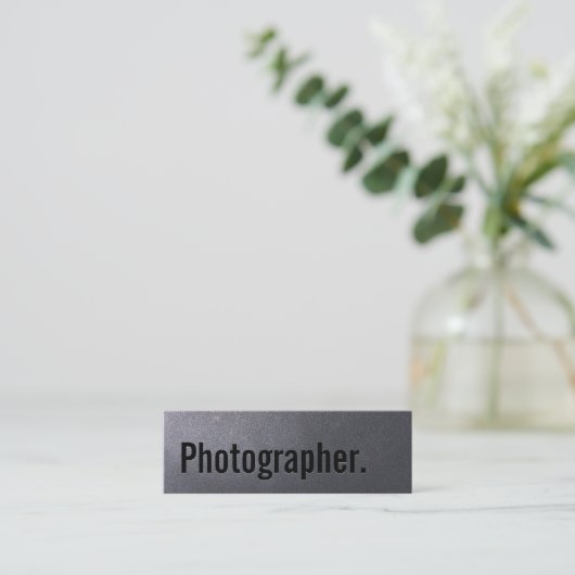 Minimalisator kolenzwarte fotograaf mini visitekaartje (Staand voorkant)