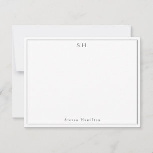 Minimalisator moderne klassieke donkergrijze monog notitiekaartje
