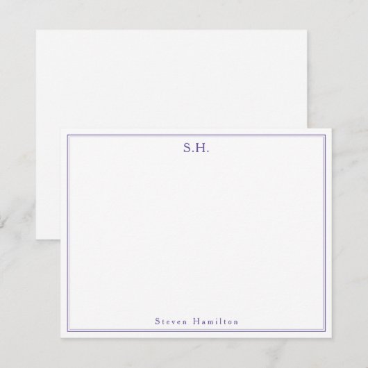 Minimalisator moderne Paarse vioolmonogram Notitiekaartje (Voorkant / Achterkant)