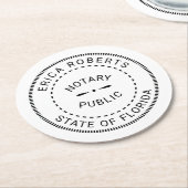 Minimalisator notaris openbare stempel ronde kartonnen onderzetter (Gebogen)