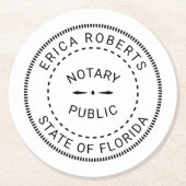 Minimalisator notaris openbare stempel ronde kartonnen onderzetter (Voorkant)