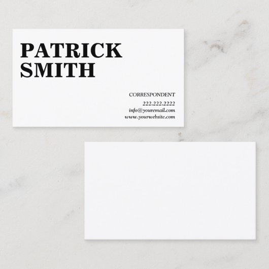 Minimalisator professionele correspondent visitekaartje (Voorkant / Achterkant)