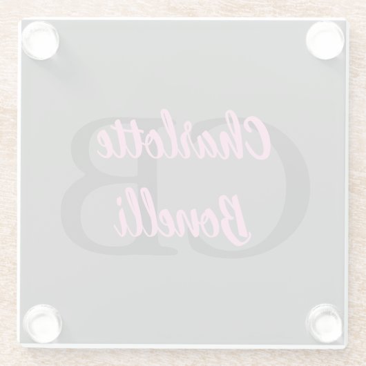 Minimalisator professionele moderne monogram glazen onderzetter (Achterkant)