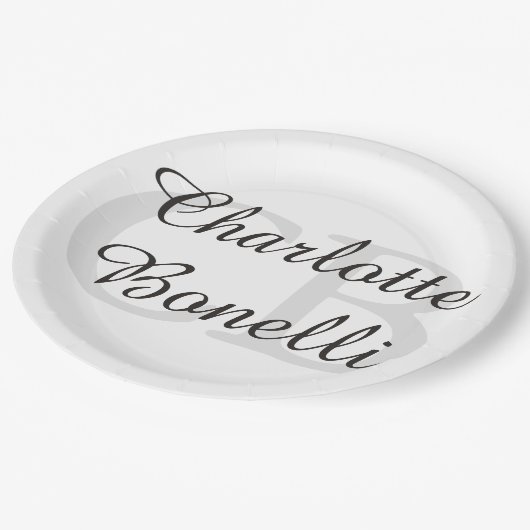 Minimalisator professionele moderne monogram papieren bordje (Gekanteld)