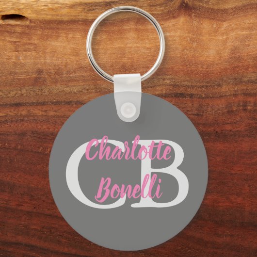 Minimalisator professionele moderne monogram sleutelhanger (Voorkant)