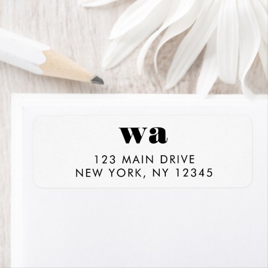 Minimalisator retour Address Monogram Initialen Re Etiket (Insitu)