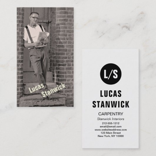 Minimalisator Sjabloon aangepaste bouwfotoinstalla Visitekaartje (Voorkant / Achterkant)