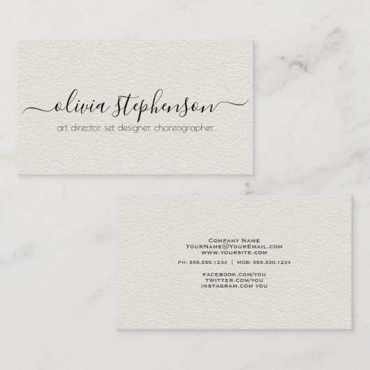 Minimalisator van alabaster Faux-leder Visitekaartje (Voorkant / Achterkant)