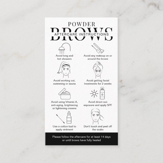 Minimalisator van de Ombre Powder Brows Aftercare  Visitekaartje (Voorkant)