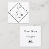 Minimalisator van Haarstylist met handtekeningen b Vierkante Visitekaartje (Voorkant / Achterkant)