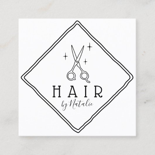Minimalisator van Haarstylist met handtekeningen b Vierkante Visitekaartje (Voorkant)