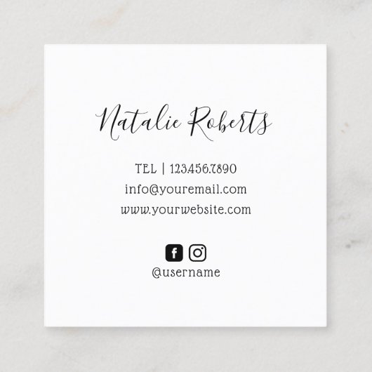 Minimalisator van Haarstylist met handtekeningen b Vierkante Visitekaartje (Achterkant)