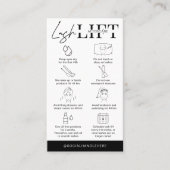 Minimalisator van Lash Lift & Tint Aftercare Instr Visitekaartje (Voorkant)