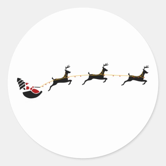 Minimalisator voor de Santa Claus en de vliegende  Ronde Sticker (Voorkant)