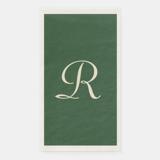 Minimalisator voor groene en Cream Monogrammed Servet (Voorkant)