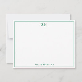Minimalisator voor klassieke bosgroene monogram na notitiekaartje