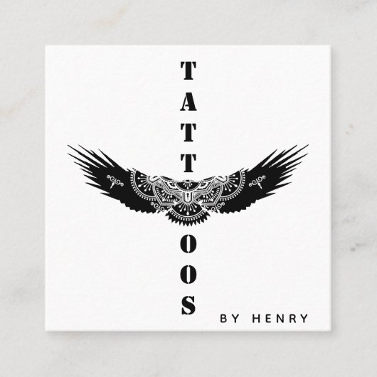 Minimalisator voor ornamental Eagle Bird Tattoo Vierkante Visitekaartje (Voorkant)