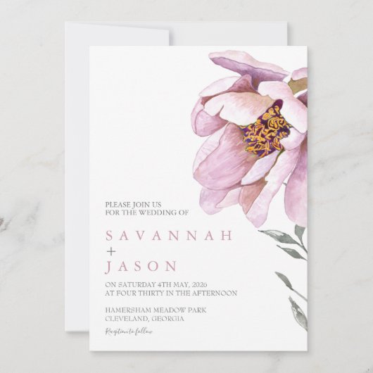 Minimalisator voor roze zonnebloem | Uitnodiging t (Voorkant)