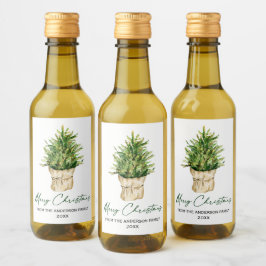 Minimalisator waterverf Tree Calligraphy Ink Scrip Wijn Etiket