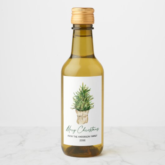 Minimalisator waterverf Tree Calligraphy Ink Scrip Wijn Etiket (Voorkant)