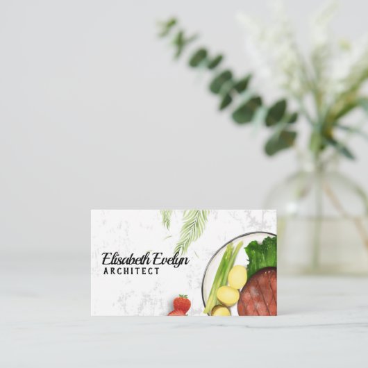 Minimalisator westerne voedseltextuur visitekaartje (Staand voorkant)