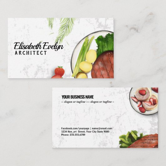 Minimalisator westerne voedseltextuur visitekaartje (Voorkant / Achterkant)