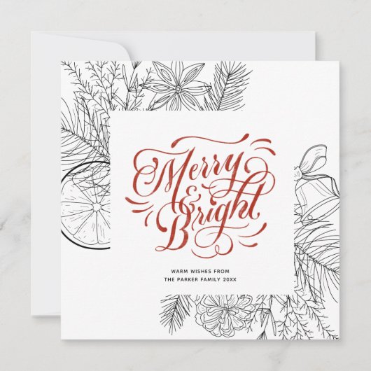 Minimalisator winterFloral | Kerst Wreath Square Feestdagenkaart (Voorkant)