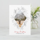 Minimalisator winterFloral | Kerstlijnfoto Feestdagenkaart (Staand voorkant)