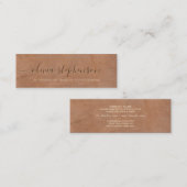 Minimalisator zacht middelbruin kunstleder mini visitekaartje (Voorkant / Achterkant)