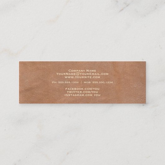 Minimalisator zacht middelbruin kunstleder mini visitekaartje (Achterkant)