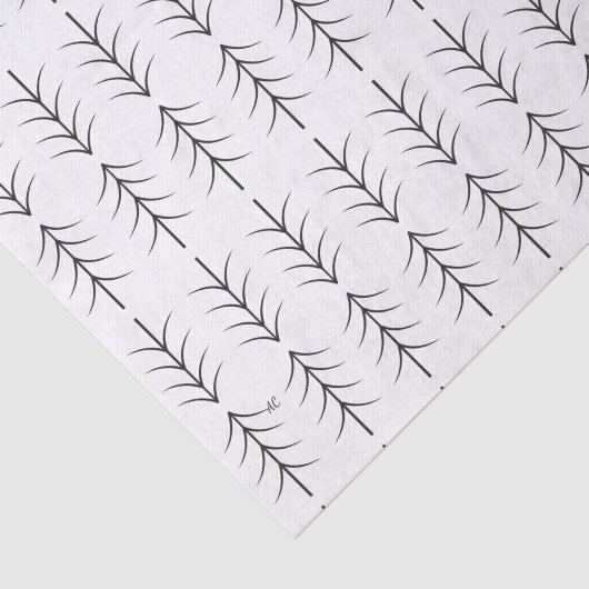 Minimalisator zwart-wit boompatroon tissuepapier (Detail)