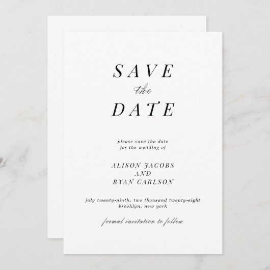 Minimaliseer de datum opslaan kaart (Voorkant / Achterkant)