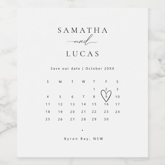 Minimaliseer de datum opslaan wijn etiket (Enkel label)