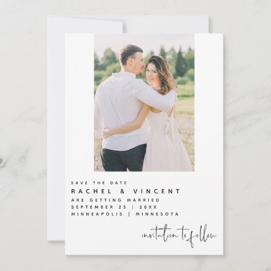 Minimaliseer de datum waarop de enige fotokaart is save the date (Voorkant)