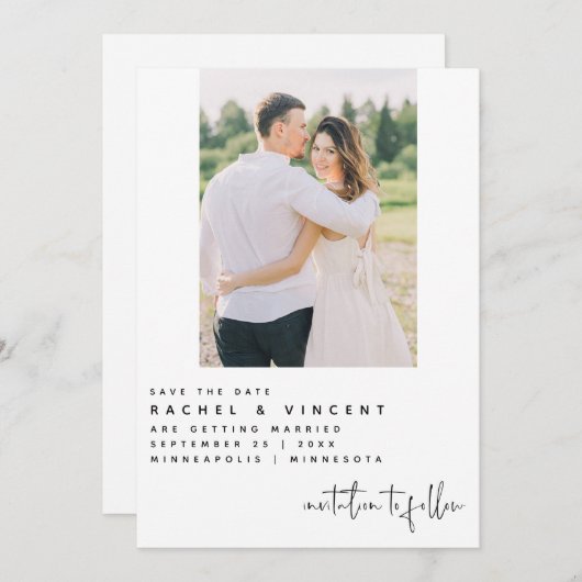 Minimaliseer de datum waarop de enige fotokaart is save the date (Voorkant / Achterkant)