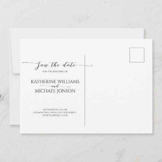 Minimaliseer de datumkaart opslaan save the date (Achterkant)