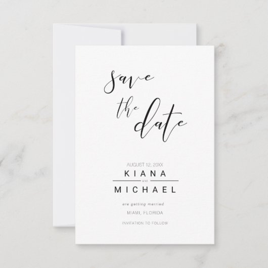 Minimaliseer de zwarte ID523-datum eenvoudig met e Save The Date (Voorkant)
