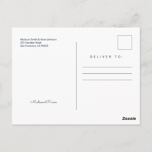 Minimaliseer eenvoudig cursief script de datum briefkaart (Achterkant)