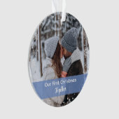 Minimaliseer onze eerste Kerstmis samen 2 foto's Ornament (voorkant)