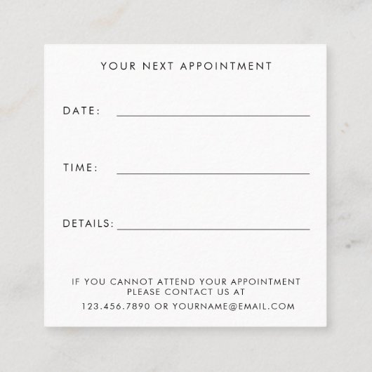 Minimaliseer uw afspraak Herinnering Business Logo Afsprakenkaartje (Achterkant)