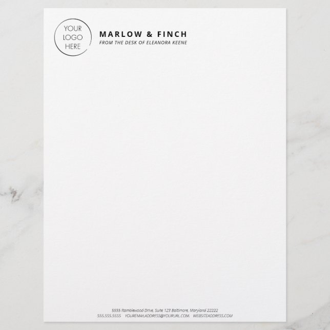 Minimaliseer uw logo Aangepaste zakelijke briefpap Briefhoofd (Voorkant)