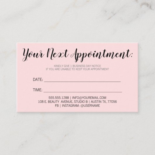 Minimaliseer uw volgende Benoemingsherinnering | R Afsprakenkaartje (Voorkant)