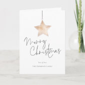 Minimaliseert Star Script Merry Christmas Folded Feestdagen Kaart (Voorkant)