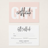 Minimaliserend Blush roze cadeaucertificaat voor s Visitekaartje (Voorkant /achterkant)