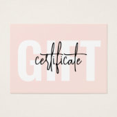 Minimaliserend Blush roze cadeaucertificaat voor s Visitekaartje (Voorkant)