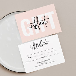 Minimaliserend Blush roze cadeaucertificaat voor s Visitekaartje