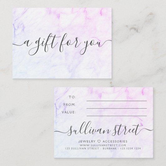 Minimaliserend Marble Small Business Cadeft Certif Notitiekaartje (Voorkant / Achterkant)