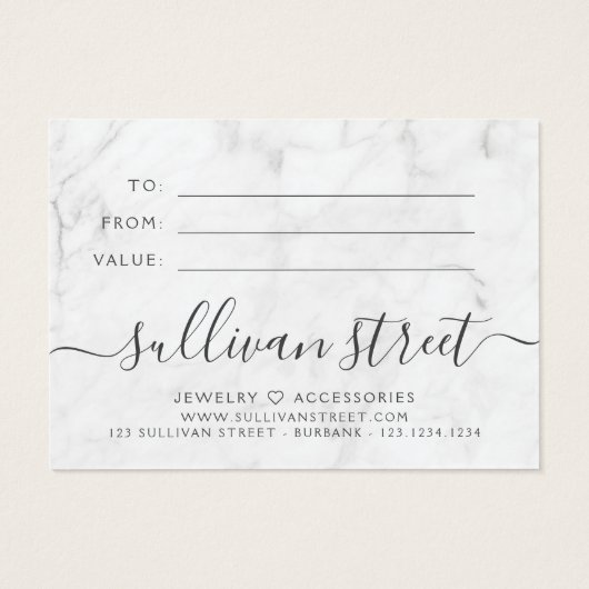 Minimaliserend Marble Small Business Cadeft Certif Visitekaartje (Achterkant)